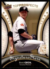 2009 Upper Deck Signature Stars Brett Cecil Rookie Toronto Blue Jays #106