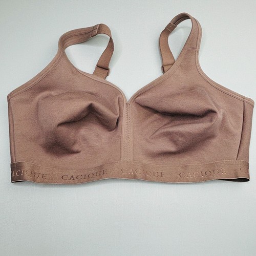 Cacique Unlined Full Coverage Bra 40F Brown Cotton Blend Wire Free NWOT