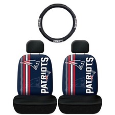 Combo de fundas de asiento con respaldo bajo y cubierta de volante New England Patriots