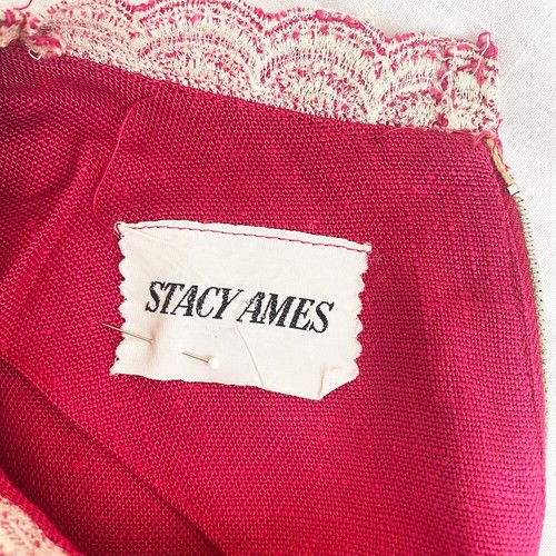 1960er Jackie O Mod fuchsia rosa Etuikleid von Stacy Ames / UK Größe 10-12 - Bild 8 von 8