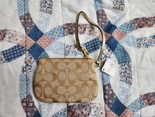 Coach Small Wristlet Light Khaki/ Gold W Tag