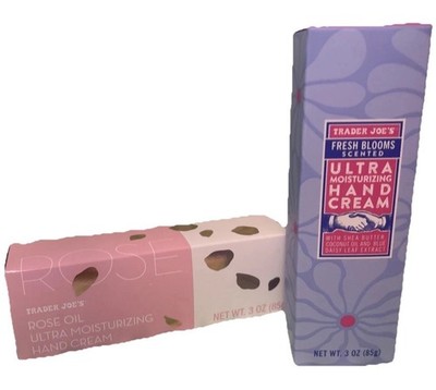 Trader Joe's: Rose Oil Ultra Moisturizing Hand Cream + Fresh Blooms Hand Cream.