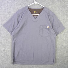 Carhartt Shirt Mens Medium Gray Workwear Utility Pocket V Neck Ripstop Scrub Top