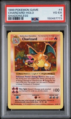 Charizard 004/102 Base Set (Shadowless) Holo Psa 4 Graded Grail WOTC Vintage