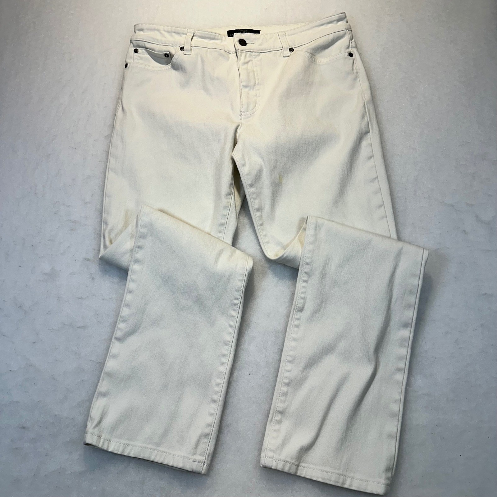 Lauren Ralph Lauren Heritage Jeans Womens 12 White Straight Leg Stretch Denim