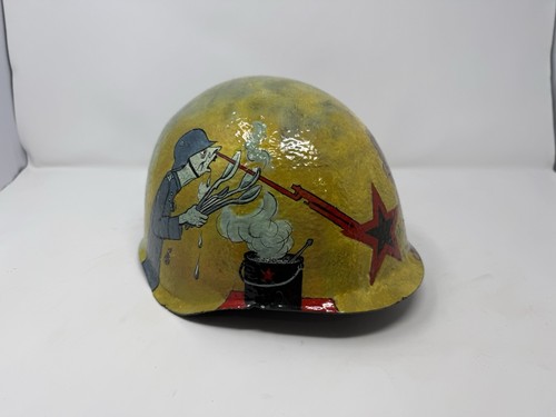 WWII Soviet SSh-40 Combat Helmet With Painted Boris Jefimov Cartoons