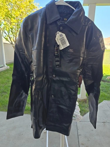 NWT Bvlgo di Milano Jacket Men's L – New Black Faux Leather Button Front Coat - product listing photo