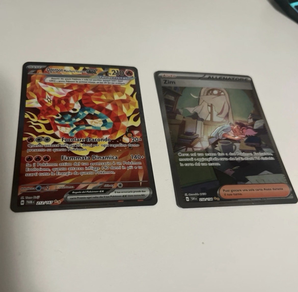 Pokémon TCG lotto 2 carte ITA Foil Full Art Ogerpon ex 227/197 Zim 85/109