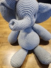Handmade Crochet Edward Elephant Plush Toy Blue Amigurumi Rachel Fleming Pattern