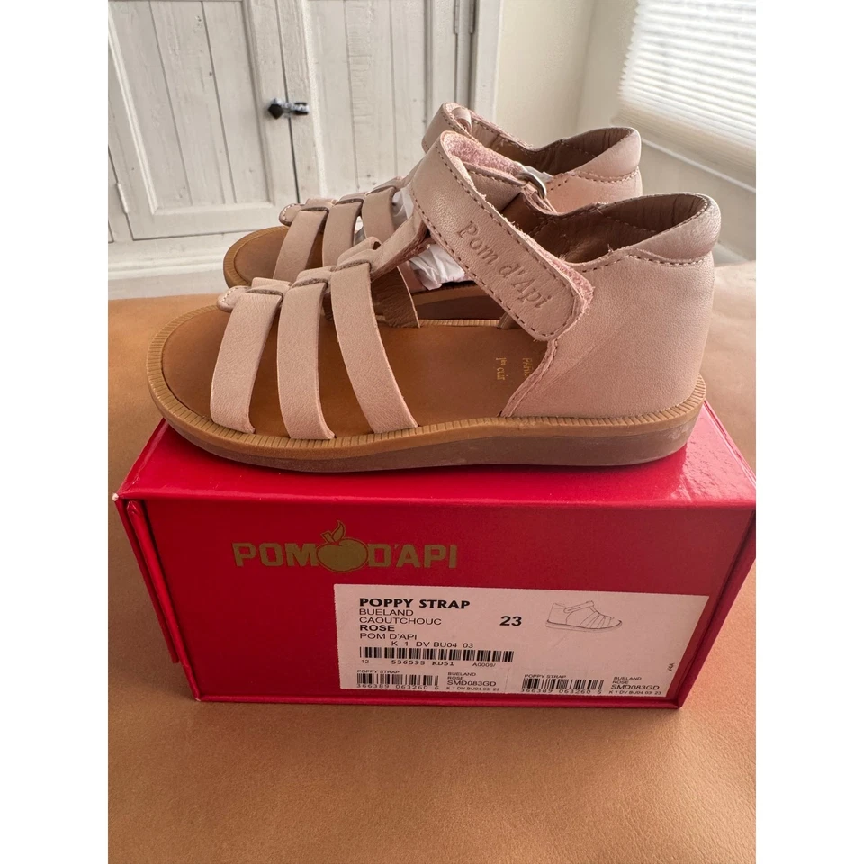Pom d'api pink slave sandals, size 23, toddler sandals size 7C, 100% leather - Image 4 of 4