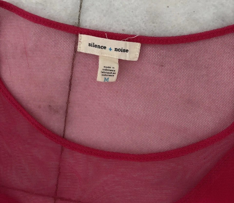 Silence + Noise Dress Mesh Sheer Sides Bodycon Mini Pink Womens Medium - Image 3 of 4