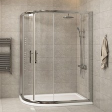 Offset Quadrant Shower Enclosure and Tray Sliding Walk In Cubicle 6mm Glass Door