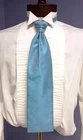Necktie Medium Blue Iridescent Satin Ruched Pre-Tied Necktie 17"