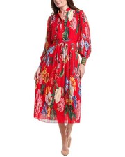 Elie Tahari Pleated Blouson Maxi Dress Women's
