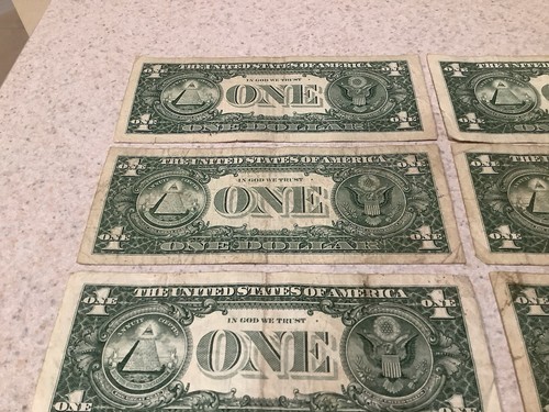 1993 $1 Web Note Federal Reserve Note CA Block - Lot Of 9 - Picture 8 of 12