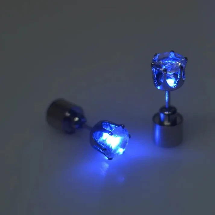 Up Growing Blue Led Light Up Earrings Glow In Dark Stud Earrings