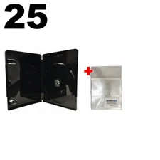 25 PREMIUM GLOSSY Black Blu-Ray Single DVD Cases 12MM & 100 OPP Bags