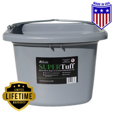 SuperTuff Heavy Duty Horse Water Bucket 5 Gallon Livestock Feeder Grey