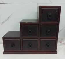 Cassettiera antica giapponese vintage mini scala in legno Tansu retrò