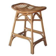 New Pacific Direct Damara 24" Rattan Saddle Seat Counter Stool in Canary Brown