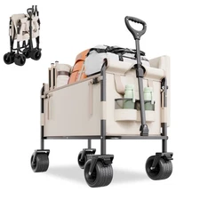 VEVOR Foldable Wagon Cart Converts to Bench 550lb Load & 220L Utility Wagon