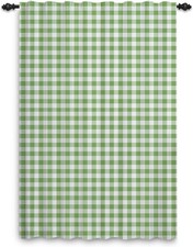Sage Green Curtains for Bedroom Check Drape Curtains Gingham Plaid Vintage Wind