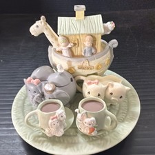 Retired1996 Precious Moments Noahs Ark Mini Tea Set Complete Set 270121 Cute
