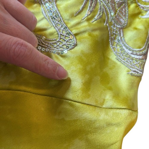 Urban Outfitters Bird Song Satin Mini Dress Dragon Embroidered Sequins 90s Large - Picture 11 of 15