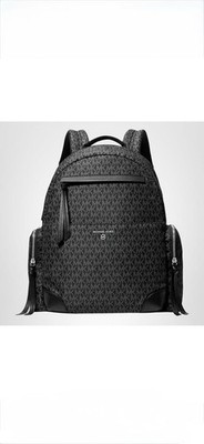 Michael Kors Prescott Large Backpack, Silver-Tone Hardware/Tonal Signature/Black