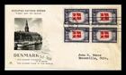 FIRST DAY OF ISSUE COVER ARTCRAFT OCCUPIED NATIONS SERIES BLOCK OF 4 DENMARK