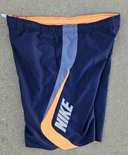 Nike Swim Trunks Shorts Men's L Blue Lined Drawstring Pockets Logo Pocket