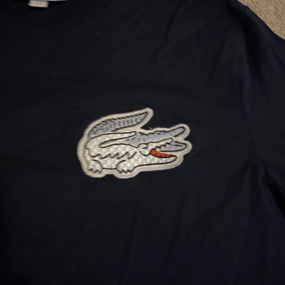 Lacoste футболка женщин XL темно-синий регулярный крой большого размера крокодила логотип новый без ЯРЛЫКОВ - Изображение 3 из 4