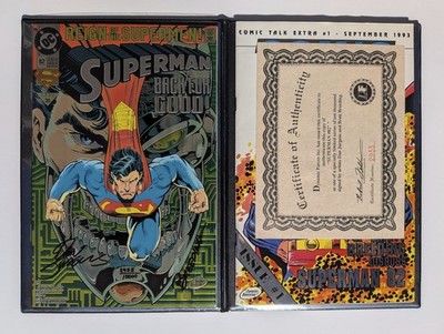 Superman #82 Signed Breeding+Jurgens Dynamic Forces COA & Comic Talk Extra #1