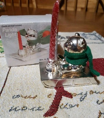 Vintage Wm. A. Rogers Silverplate Panda  Light Candle Holder Japan Set
