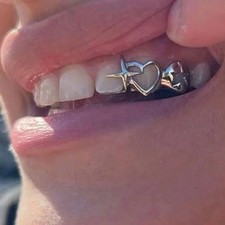 Punk Hip Hop Hollow Heart Star Teeth Caps For Women Men Vintage Tooth Decor