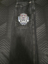 Vintage Rare JNCO Boys Denim Black Wide-Leg Relaxed Cotton Jeans Size 12