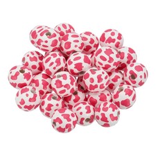 30PCS Wooden Beads, 16mm Cow Leopard Print Wood Beads Loose Spacer Beads, Pink 1