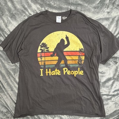 Bigfoot/Sasquatch T-Shirt XXL I Hate People Flying The Bird Middle Finger