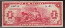 1942 CURACAO, 1 GULDEN, Pic# 35a