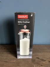 Bodum Chambord Classic Glas Milchaufschäumer ohne Griff Golddeckel Neu Verpackt 15 ml   
