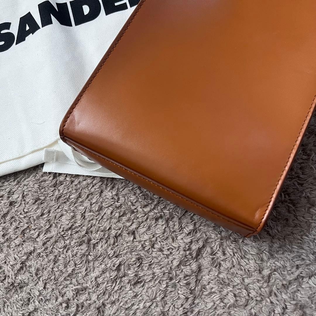 JIL SANDER Tangle Small Shoulder Bag Brown Leather Square Crossbody Pouch Japan — image 3