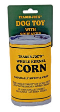 Trader Joe's Can of Corn Dog Toy with Squeaker Iconic Design Soft NEW in package
