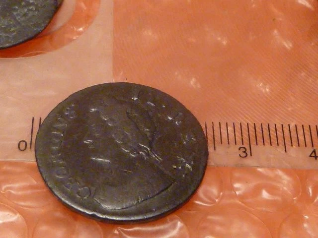 Original Raro 1731 ESPEJO '1' En Fecha George II Colonial Farthing Tiene Detalle #A Foto 3 de 3