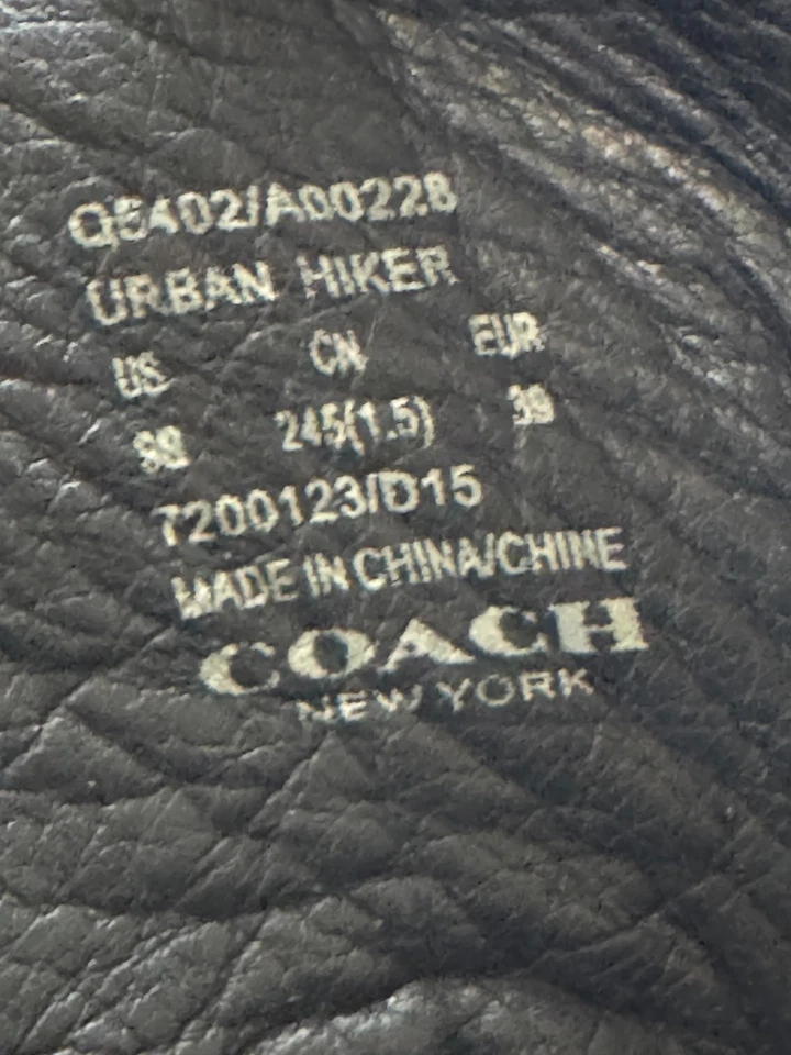 Botas COACH Urban Hiker Mujer Cuero Negro Cuña Plataforma Talla 9 B Foto 4 de 4