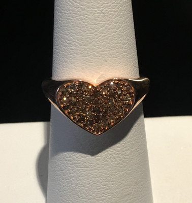 NEU MIT ETIKETT HERZ CHAMPAGNER DIAMANT RING GRÖSSE 6 VERMEIL RG ÜBER 925 STERLINGSILBER