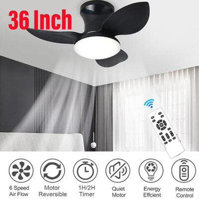Ceiling Fans with Lights 36'' Low Profile Ceiling Fan with Light & Remote 3500LM