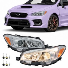 Projector Halogen Headlights lamps w Bulbs for 2015-2021 Subaru WRX L R Chrome
