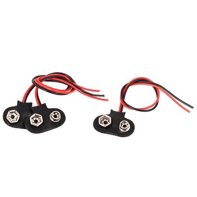 3pcs 15cm Black Faux Leather Wire Battery 9V Stop Connectors Buckles