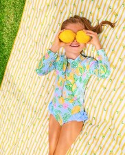 Lilly Pulitzer NWT Girls Denning Rashguard Swimsuit Make Lemonade Size 2