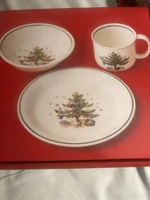 Nikko ChristmasTime Child’s Three-Piece Set: Plate Bowl Cup Japan New Open Box ￼